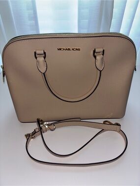 Michael Kors Beige/Blush Dome Satchel with Detachable Strap